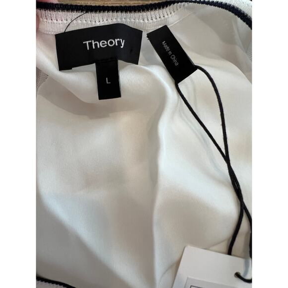 Theory Sheer silk racerback tank top Off White L - Picture 7 of 8